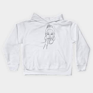 Beautiful women one line art Kids Hoodie